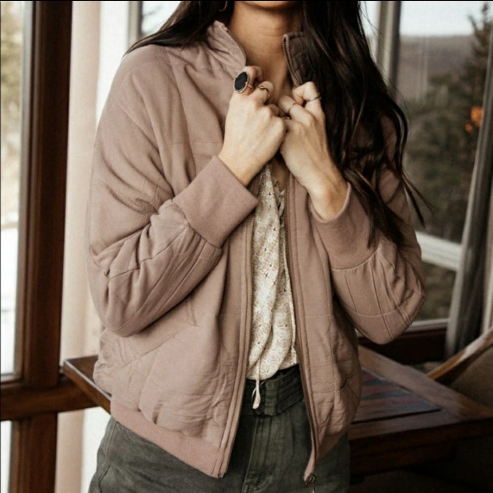 Bohme Quilted Lightweight Bomber Jacket in Mocha